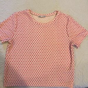 Zara Pink and Cream Textured Top